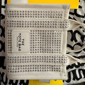 Marc Jacobs white crystal canvas tote bag